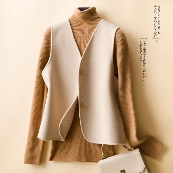 women's vests autumn and winter double-faced cashmere vest short slim v-neck solid color knitted cardigan 100% wool selling, Black;white
women's vests autumn and winter double-faced cashmere vest short slim v-neck solid color knitted cardigan 100% wool selling, Black;white