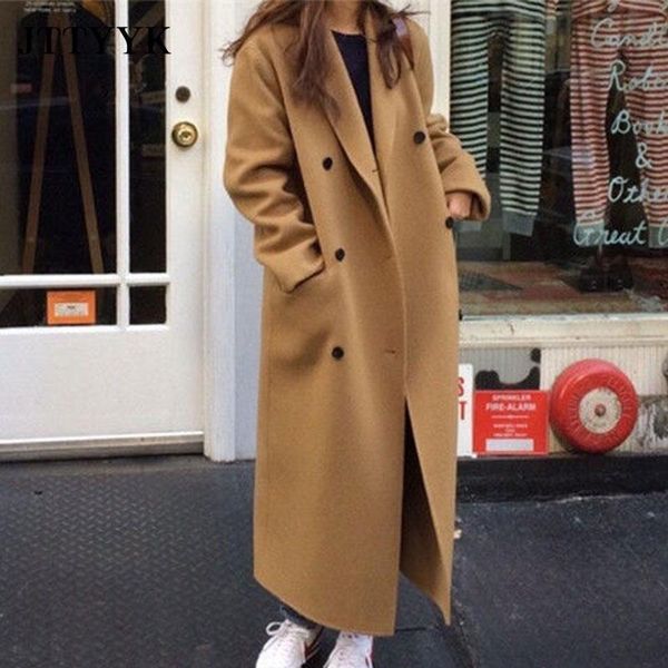 women's wool & blends 2021 korea women autumn winter double breasted long coat ladies sleeve notched collar overcoat parka jacket vinta, Black
women's wool & blends 2021 korea women autumn winter double breasted long coat ladies sleeve notched collar overcoat parka jacket vinta, Black