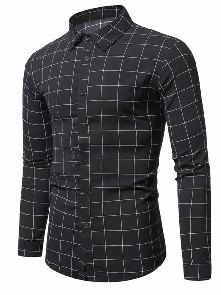 men plaid button through shirt w2gl#, White;black