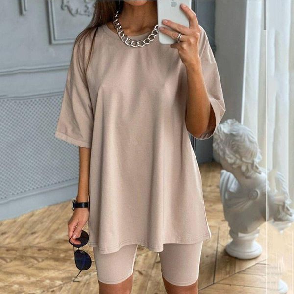 women's tracksuits summer women set o neck loose short sleeve oversize shirt and biker shorts casual two piece sets white outfit khaki, Gray
women's tracksuits summer women set o neck loose short sleeve oversize shirt and biker shorts casual two piece sets white outfit khaki, Gray