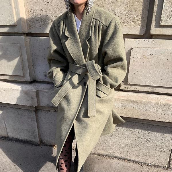 women's wool & blends zcsnmll korean chic autumn winter retro suit collar double row one button lace up thick warm long woolen coat d6l, Black
women's wool & blends zcsnmll korean chic autumn winter retro suit collar double row one button lace up thick warm long woolen coat d6l, Black