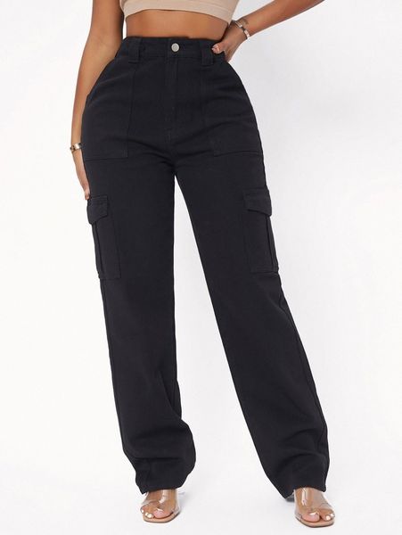 sxy flap pocket side cargo jeans v2a8#, Blue