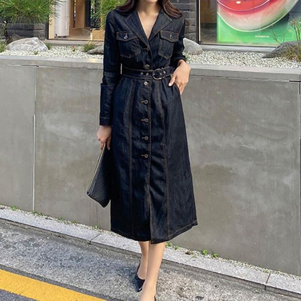 arrival fashion vintage single breasted formal dress work style cute elegant simple denim a-line casual dresses, Black;gray
arrival fashion vintage single breasted formal dress work style cute elegant simple denim a-line casual dresses, Black;gray