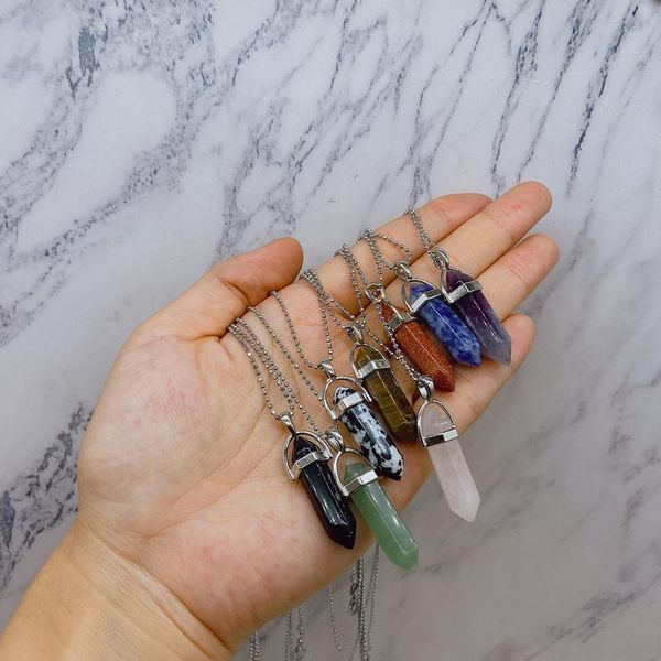 decorative objects & figurines 1pc natural pink quartz crystal stone necklace silver plated hexagonal chakras healing point pendulum artific
decorative objects & figurines 1pc natural pink quartz crystal stone necklace silver plated hexagonal chakras healing point pendulum artific