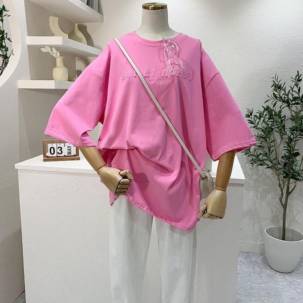 women's summer shirt korean style simple round neck solid color letter short-sleeved t-shirt loose casual lh343, White
women's summer shirt korean style simple round neck solid color letter short-sleeved t-shirt loose casual lh343, White