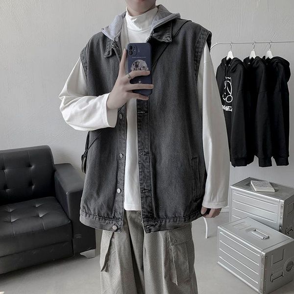 men's vests autumn hooded denim vest men's fashion casual retro men streetwear loose hip-hop sleeveless jacket mens m-2xl, Black;white
men's vests autumn hooded denim vest men's fashion casual retro men streetwear loose hip-hop sleeveless jacket mens m-2xl, Black;white