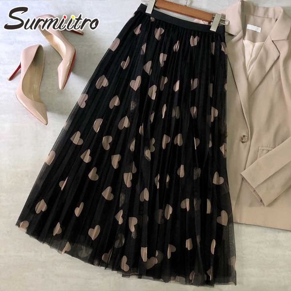 surmiitro summer long pleated tulle skirt women korean style black heart print mesh high waist aesthetic midi skirt female 210712
surmiitro summer long pleated tulle skirt women korean style black heart print mesh high waist aesthetic midi skirt female 210712