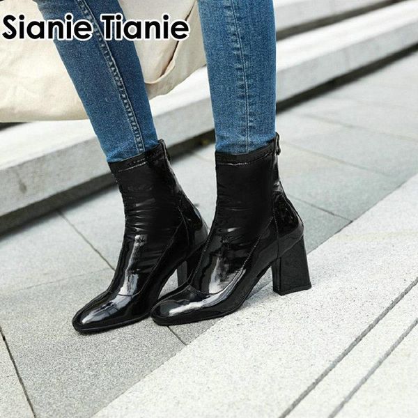 boots sianie tianie patent pu leather winter autumn woman shoes solid color block high heels stretch for women ankle booties, Black
boots sianie tianie patent pu leather winter autumn woman shoes solid color block high heels stretch for women ankle booties, Black