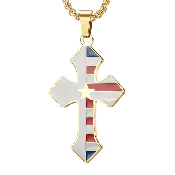 pendant necklaces american flag titanium steel necklace hip hop cool banner cross fashion men's jewelry gift, Silver
pendant necklaces american flag titanium steel necklace hip hop cool banner cross fashion men's jewelry gift, Silver