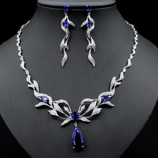 earrings & necklace zlxgirl jewelry blue cubic zircon flower shape wedding sets for women metal cooper bridal earing bijoux set, Silver
earrings & necklace zlxgirl jewelry blue cubic zircon flower shape wedding sets for women metal cooper bridal earing bijoux set, Silver