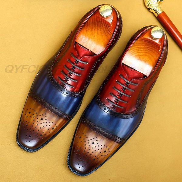 dress shoes lacing men formal genuine leather brogue british oxford khaki blue color matching square head wedding shoe x6u1, Black
dress shoes lacing men formal genuine leather brogue british oxford khaki blue color matching square head wedding shoe x6u1, Black