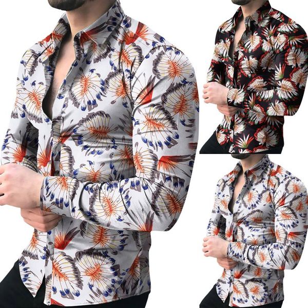 men's casual shirts autumn and winter leaf print shirt long-sleeved button lapel, White;black
men's casual shirts autumn and winter leaf print shirt long-sleeved button lapel, White;black