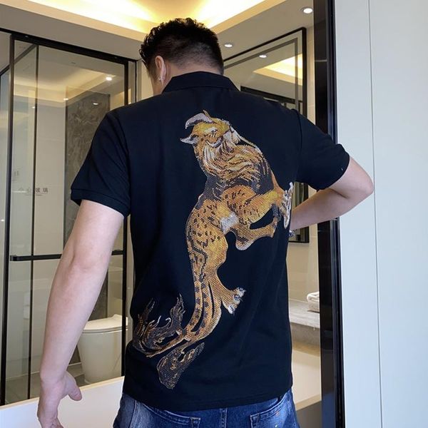 men's polos mens lapel shirts brand clothing short sleeve summer man cotton shiny diamond plus size 4xl rhinestones, White;black
men's polos mens lapel shirts brand clothing short sleeve summer man cotton shiny diamond plus size 4xl rhinestones, White;black