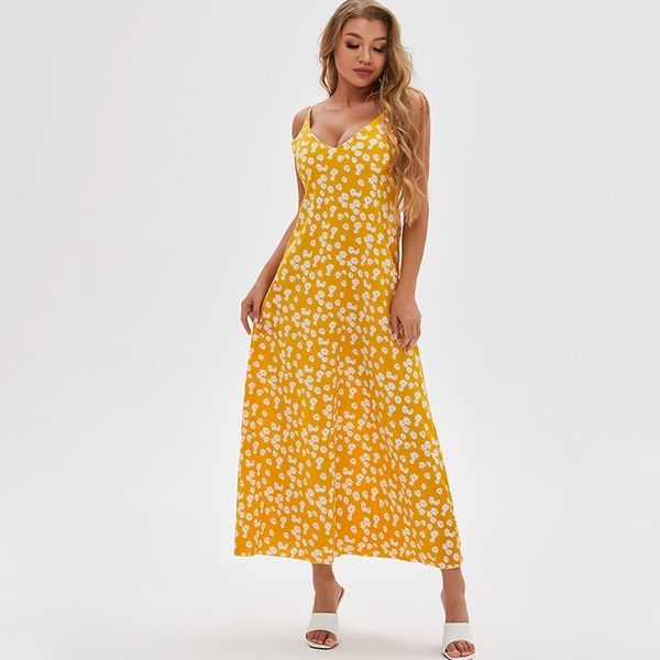 summer 2021 yellow chrysanthemum print dress v-neck suspender dress, Black;red
summer 2021 yellow chrysanthemum print dress v-neck suspender dress, Black;red