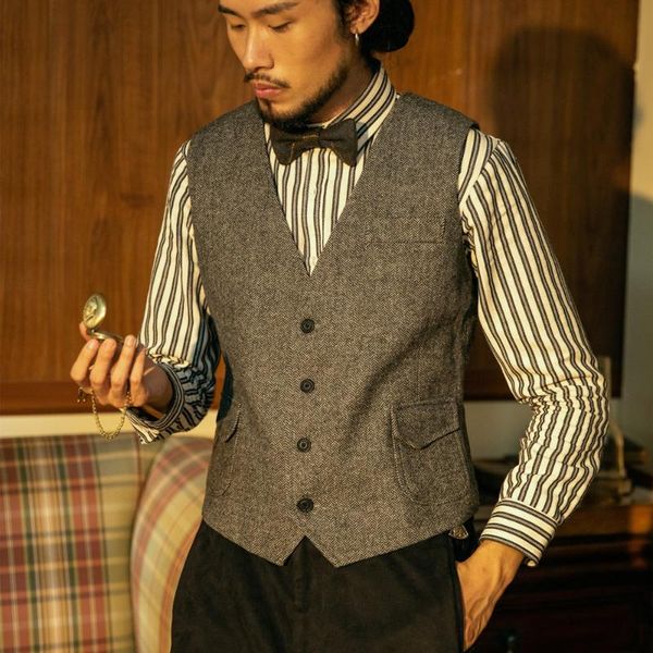 men's vests men's vest tweed jacket wool waistcoat herringbone retro slim fit grooms wedding for business casual british style cust, Black;white
men's vests men's vest tweed jacket wool waistcoat herringbone retro slim fit grooms wedding for business casual british style cust, Black;white
