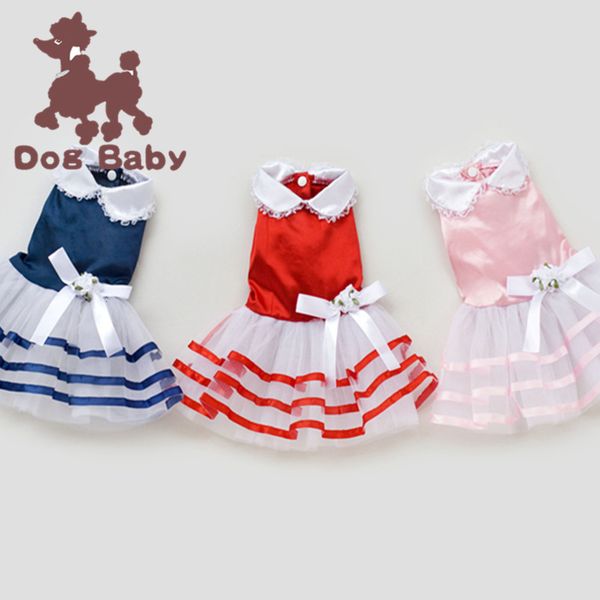 dog apparel pet clothing dog pet cat summer princess skirt satin