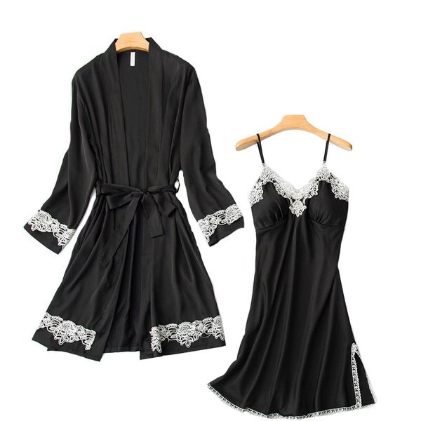 women's sleepwear selling ladies nightgown comfort silk satin sleepdress cardigan+dress women solid color lace femme eleg, Black;red
women's sleepwear selling ladies nightgown comfort silk satin sleepdress cardigan+dress women solid color lace femme eleg, Black;red
