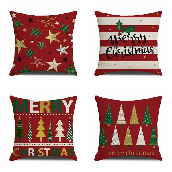 cushion/decorative pillow christmas yellow snowflake tree decorative pillows digital print throw pillowcase 45x45cm home office sofa waist c