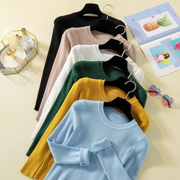 women's sweaters sweater women pullovers 2021 autumn winter casual knitted christmas high elasticity slim basic jumper, White;black
women's sweaters sweater women pullovers 2021 autumn winter casual knitted christmas high elasticity slim basic jumper, White;black