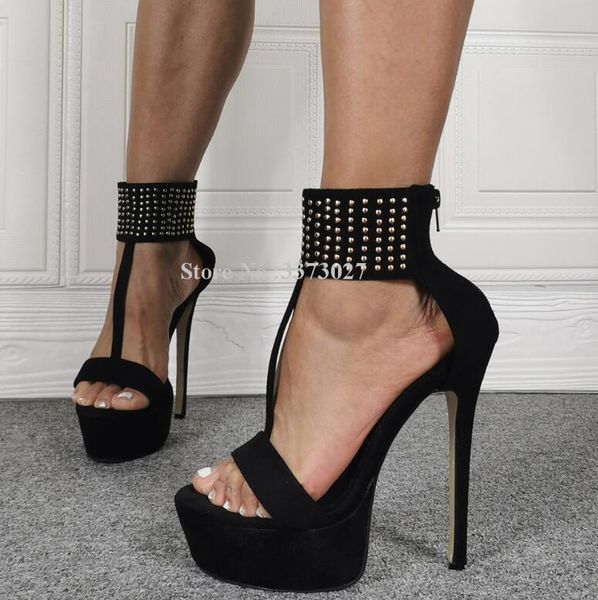 lady rivets platform t-strap sandals black suede stiletto heel gladiator shoes women real pos party heels
lady rivets platform t-strap sandals black suede stiletto heel gladiator shoes women real pos party heels