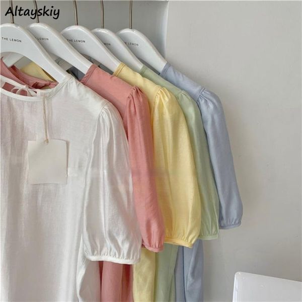 women's blouses & shirts women lovely all-match trendy puff sleeve o-neck colorful fashion kawaii elegant chic solid students casual la, White
women's blouses & shirts women lovely all-match trendy puff sleeve o-neck colorful fashion kawaii elegant chic solid students casual la, White