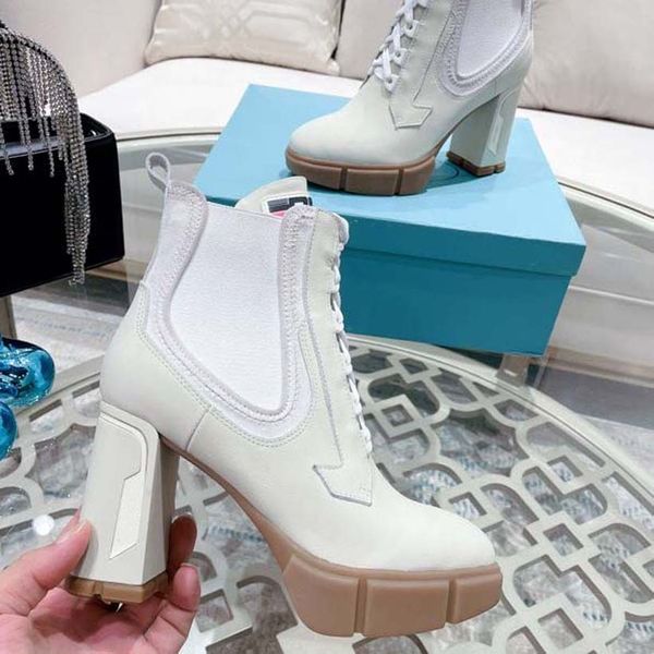 designer boots women heel ankle boot chaelsea booties leather and nylon fabric lacing two materials triangular logo tyre raised soles luxury, Black
designer boots women heel ankle boot chaelsea booties leather and nylon fabric lacing two materials triangular logo tyre raised soles luxury, Black