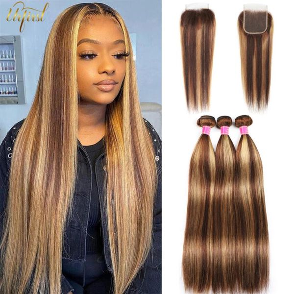 human hair bulks highlight bundles with closure brazilian straight brown remy p4/27 urfirst, Black
human hair bulks highlight bundles with closure brazilian straight brown remy p4/27 urfirst, Black