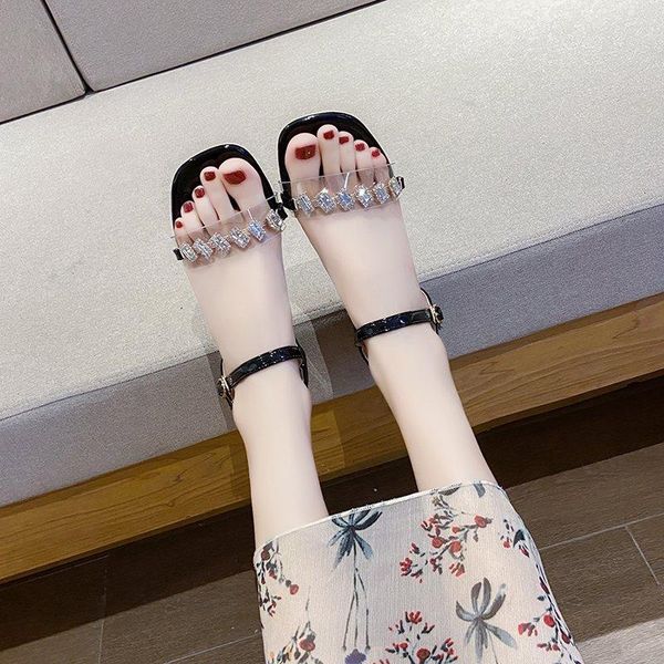 high heel sandals women rhinestone transparent pvc shoes summer fashion open toe thick mujer, Black
high heel sandals women rhinestone transparent pvc shoes summer fashion open toe thick mujer, Black