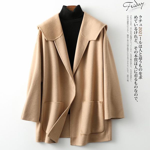 women's wool & blends real shooting2021 spring double-sided coat medium and long, Black
women's wool & blends real shooting2021 spring double-sided coat medium and long, Black