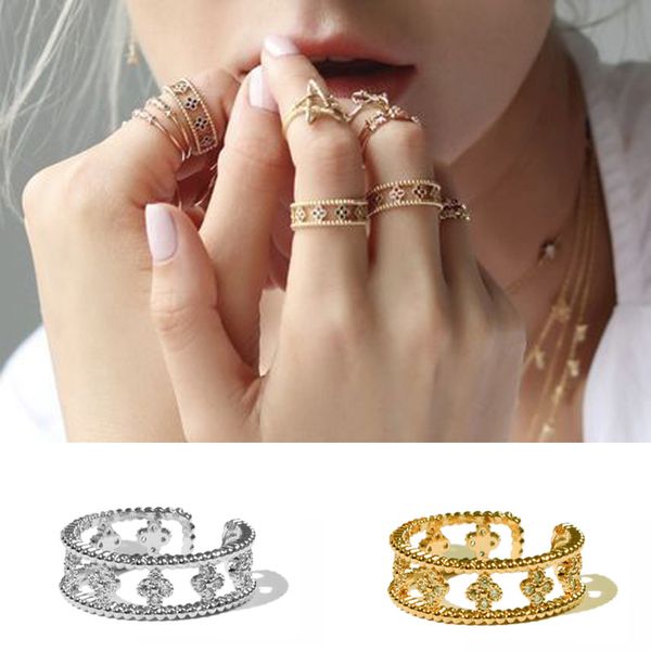 four leaf clover rings ins fashion sweet female ring retro style elegant simple classic birthday gifts jewelry, Silver
four leaf clover rings ins fashion sweet female ring retro style elegant simple classic birthday gifts jewelry, Silver
