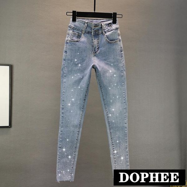 women's jeans european denim pencil pants woman 2021 spring high-waist slim stretch trousers drilling frayed, Blue
women's jeans european denim pencil pants woman 2021 spring high-waist slim stretch trousers drilling frayed, Blue