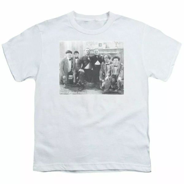 The Three Stooges Hello Kids Youth T Shirt Licensed Comedy Tee White, White;black 
The Three Stooges Hello Kids Youth T Shirt Licensed Comedy Tee White, White;black
