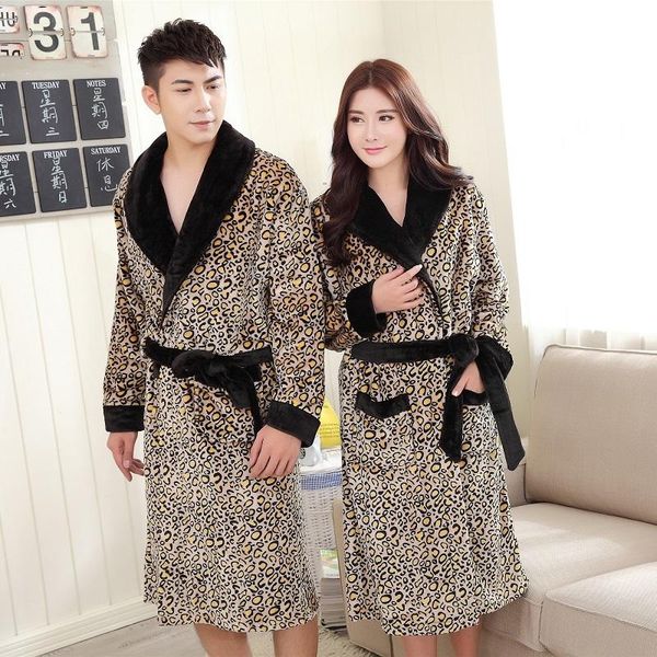 men's sleepwear autumn winter men leopard-print flannel robe women gown home clothing couples warm pijama hombre, Black;brown
men's sleepwear autumn winter men leopard-print flannel robe women gown home clothing couples warm pijama hombre, Black;brown