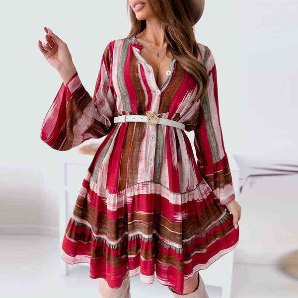 elegant flare long sleeve women party dress spring casual v neck fashion shirt dress vestido retro striped print lady mini dress y1204, Black;gray
elegant flare long sleeve women party dress spring casual v neck fashion shirt dress vestido retro striped print lady mini dress y1204, Black;gray