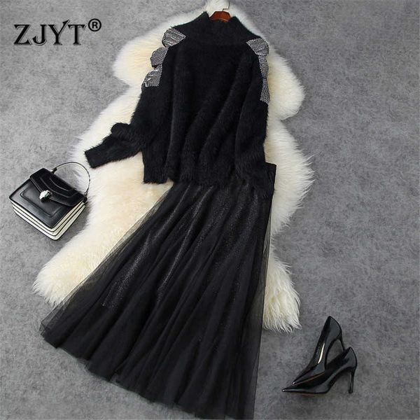 luxury diamonds mohair sweater and mesh skirt suit set winter runway designers elegant celebrity party two piece outfits 210601, White
luxury diamonds mohair sweater and mesh skirt suit set winter runway designers elegant celebrity party two piece outfits 210601, White