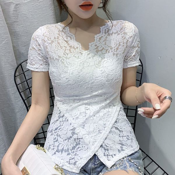 blouse women blusas v-neck hollow lace chiffon shirt short sleeve summer white d63 210426
blouse women blusas v-neck hollow lace chiffon shirt short sleeve summer white d63 210426