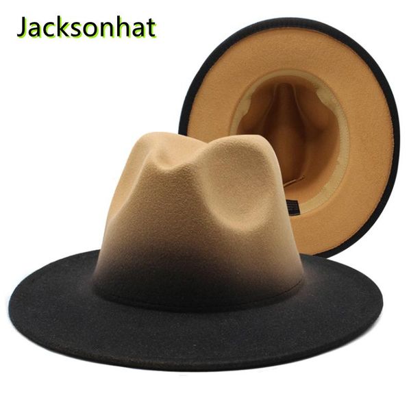 wide brim hats women's hat gradient camel colored fedora autumn and winter straight edge jazz fashion panama, Blue;gray
wide brim hats women's hat gradient camel colored fedora autumn and winter straight edge jazz fashion panama, Blue;gray