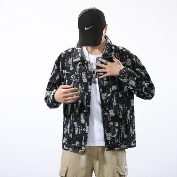 spring and autumn printed denim jacket fashion loose men's hip hop streetwear jackets, Black;brown
spring and autumn printed denim jacket fashion loose men's hip hop streetwear jackets, Black;brown