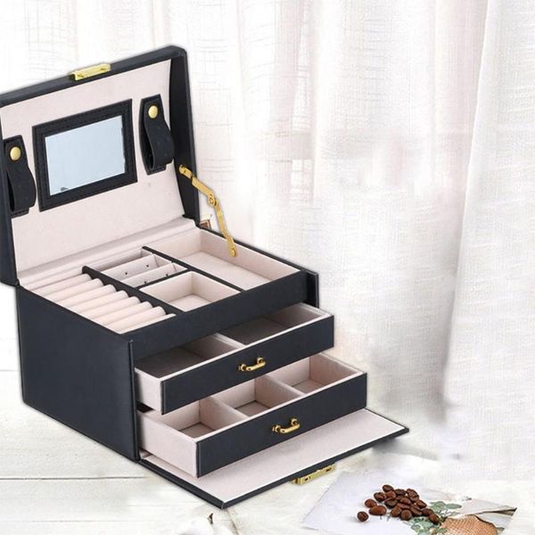 40# three layer double drawer solid color fashion jewelry box with mirror and lock storage organizer boxes & bins
40# three layer double drawer solid color fashion jewelry box with mirror and lock storage organizer boxes & bins