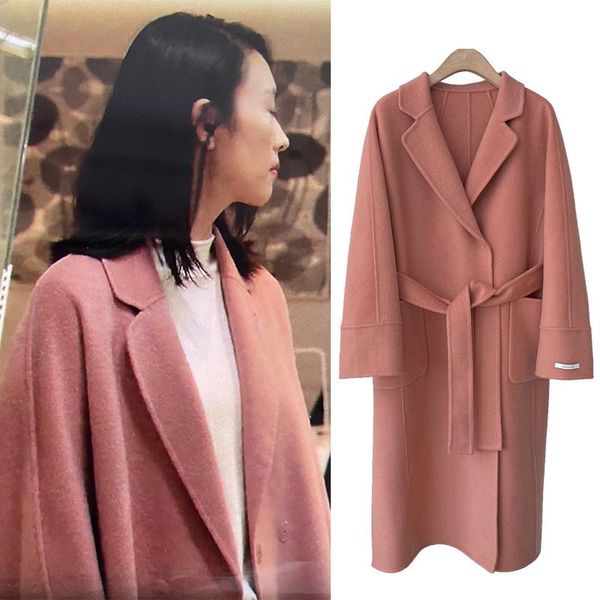 women's wool & blends premium pink double-sided cashmere coat medium and long 2021 korean high-end, Black
women's wool & blends premium pink double-sided cashmere coat medium and long 2021 korean high-end, Black