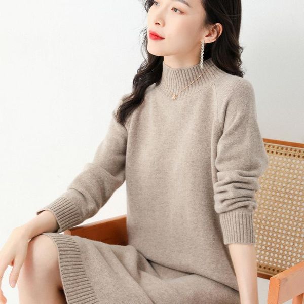 men's sweaters wool blended 2021 autumn and winter ladies slim half-high collar solid color long bottoming sweater dress, White;black
men's sweaters wool blended 2021 autumn and winter ladies slim half-high collar solid color long bottoming sweater dress, White;black