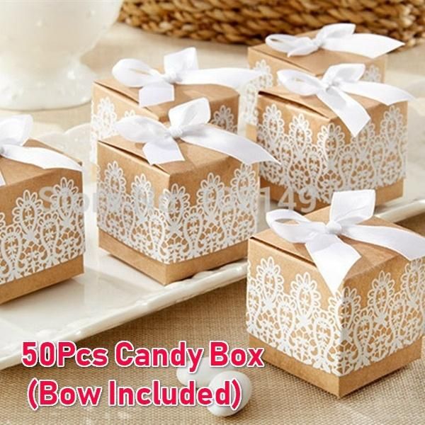 gift wrap 50pcs/pack kraft paper wedding candy boxes european white lace supplies carton box with bows
gift wrap 50pcs/pack kraft paper wedding candy boxes european white lace supplies carton box with bows
