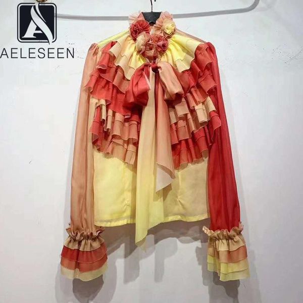 runway fashion chiffon blouse women's spring summer bow ruffles flower print rainbow party holiday elegant blouses & shirts, White
runway fashion chiffon blouse women's spring summer bow ruffles flower print rainbow party holiday elegant blouses & shirts, White