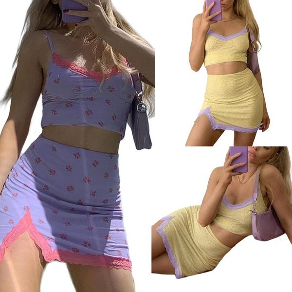 women's tracksuits women summer casual outfit flower printed camisole skirt suit fresh floral lace trim cropped vest + tight split shor, Gray
women's tracksuits women summer casual outfit flower printed camisole skirt suit fresh floral lace trim cropped vest + tight split shor, Gray