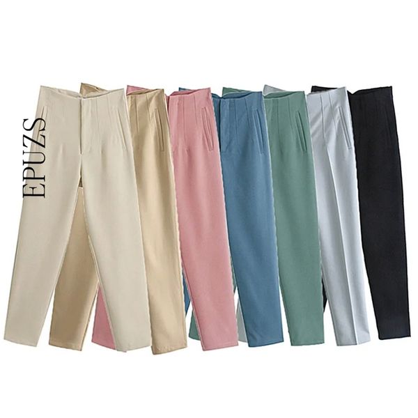 za women pants elegant blue black office pencil casual high waist fenale long trousers 210915, Black;white
za women pants elegant blue black office pencil casual high waist fenale long trousers 210915, Black;white