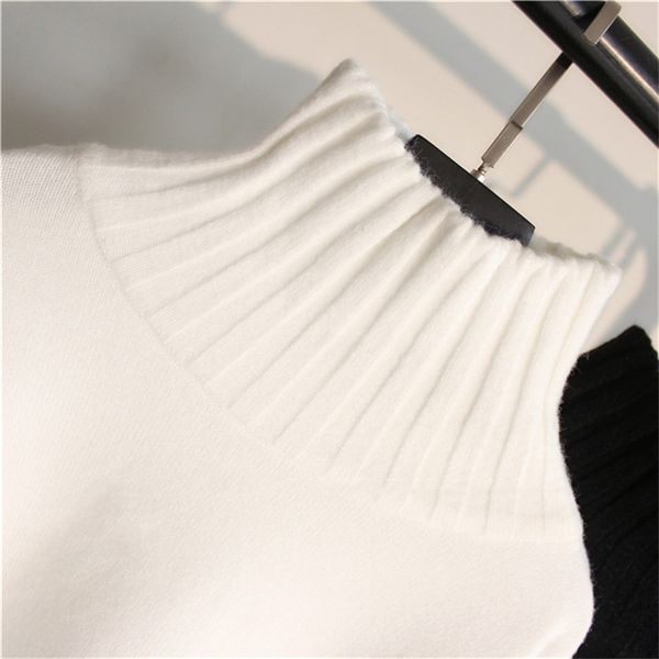 women pullover high elasticity knitted ribbed slim jumper autumn winter basic female sweater truien dames, White;black
women pullover high elasticity knitted ribbed slim jumper autumn winter basic female sweater truien dames, White;black