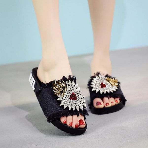 slippers women's sandals denim rhinestone bling women comfortable slides beach summer black shoes flats casual size 35-41
slippers women's sandals denim rhinestone bling women comfortable slides beach summer black shoes flats casual size 35-41
