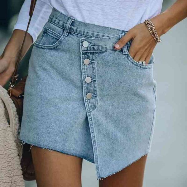 women irregular short buttons denim skirts summer casual high waist female streetwear pockets blue jeans mini skirts 210416, Black
women irregular short buttons denim skirts summer casual high waist female streetwear pockets blue jeans mini skirts 210416, Black