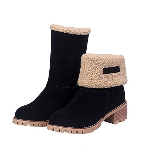 large size winter women's sho thick heel high snow boots two wear psh warm middle tube cotton, Black
large size winter women's sho thick heel high snow boots two wear psh warm middle tube cotton, Black
