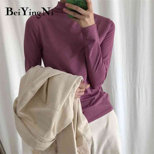 long sleeve female cotton spring autumn basic half turtleneck t-shirt women harajuku vintage tshirt high qaulity 210506, White;black
long sleeve female cotton spring autumn basic half turtleneck t-shirt women harajuku vintage tshirt high qaulity 210506, White;black